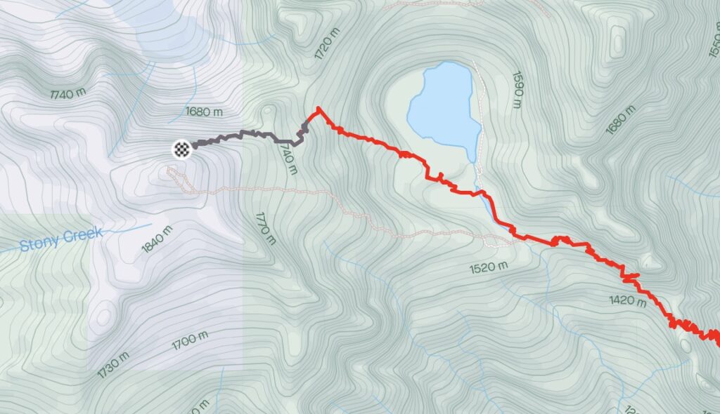 Map showing route to Vesper Peak.